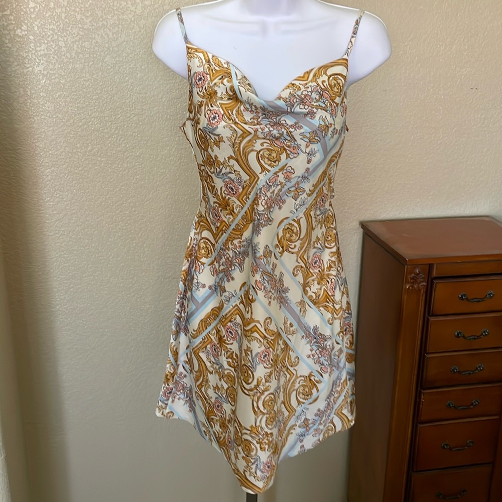 Timing size S satin mini slip dress bow tie back